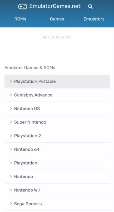 Screenshot of the Emulatorgames.net website-1