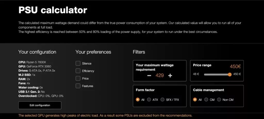 Image of the maximum efficiency calculator 