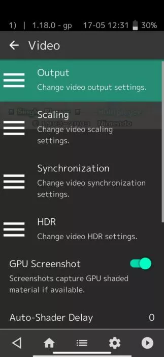 Screenshot of the Video Settings in the RetroArch emulator app-2