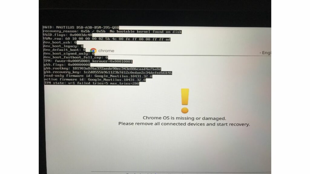 chrome os is missing or damaged error