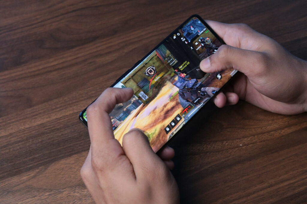 Image of gaming on the Lava Blaze Curve 5G 