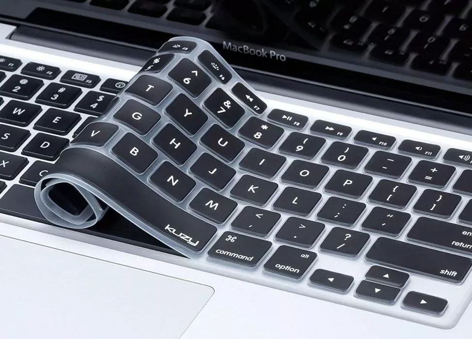 Keyboard cover for a MacBook.