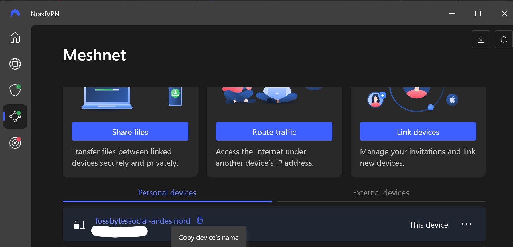 Screenshot of NordVPN
