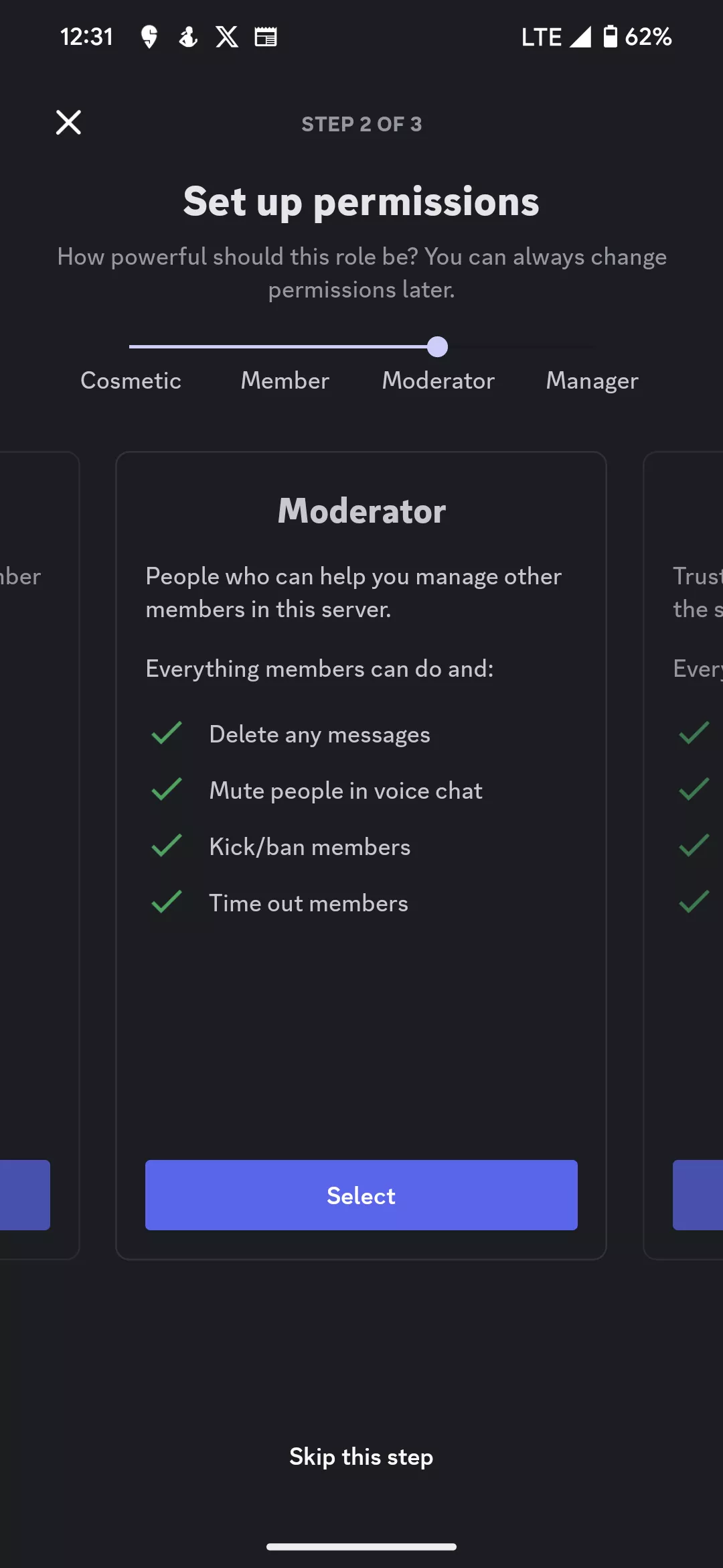 Screenshot of the moderator section