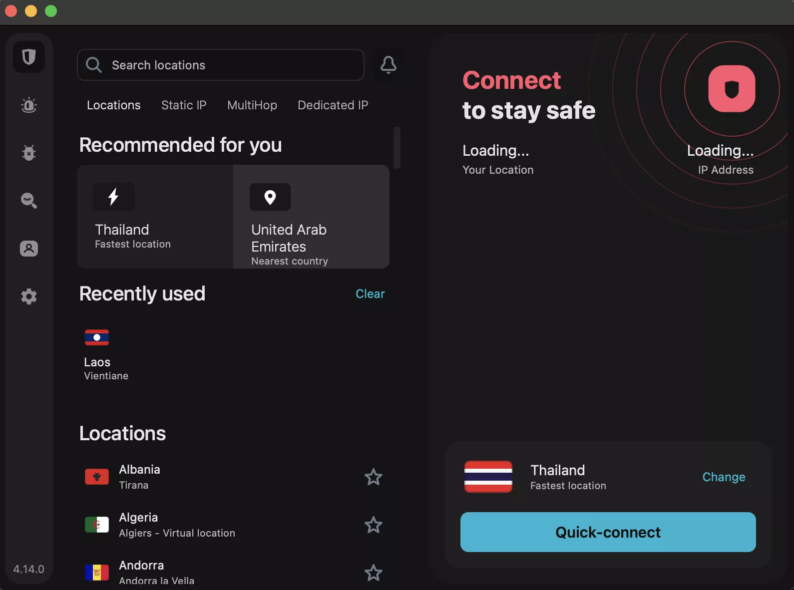 Screenshot of the Surfshark VPN app when booking a flight